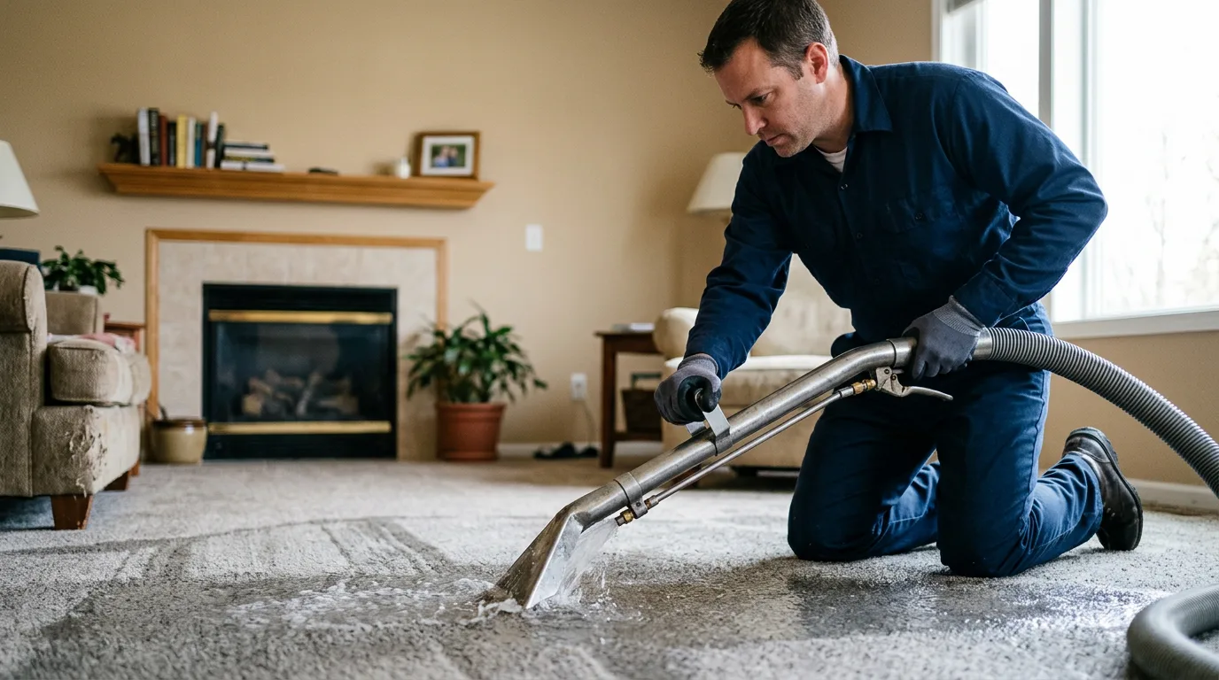 Water damage restoration technician working near Highgate Center, VT